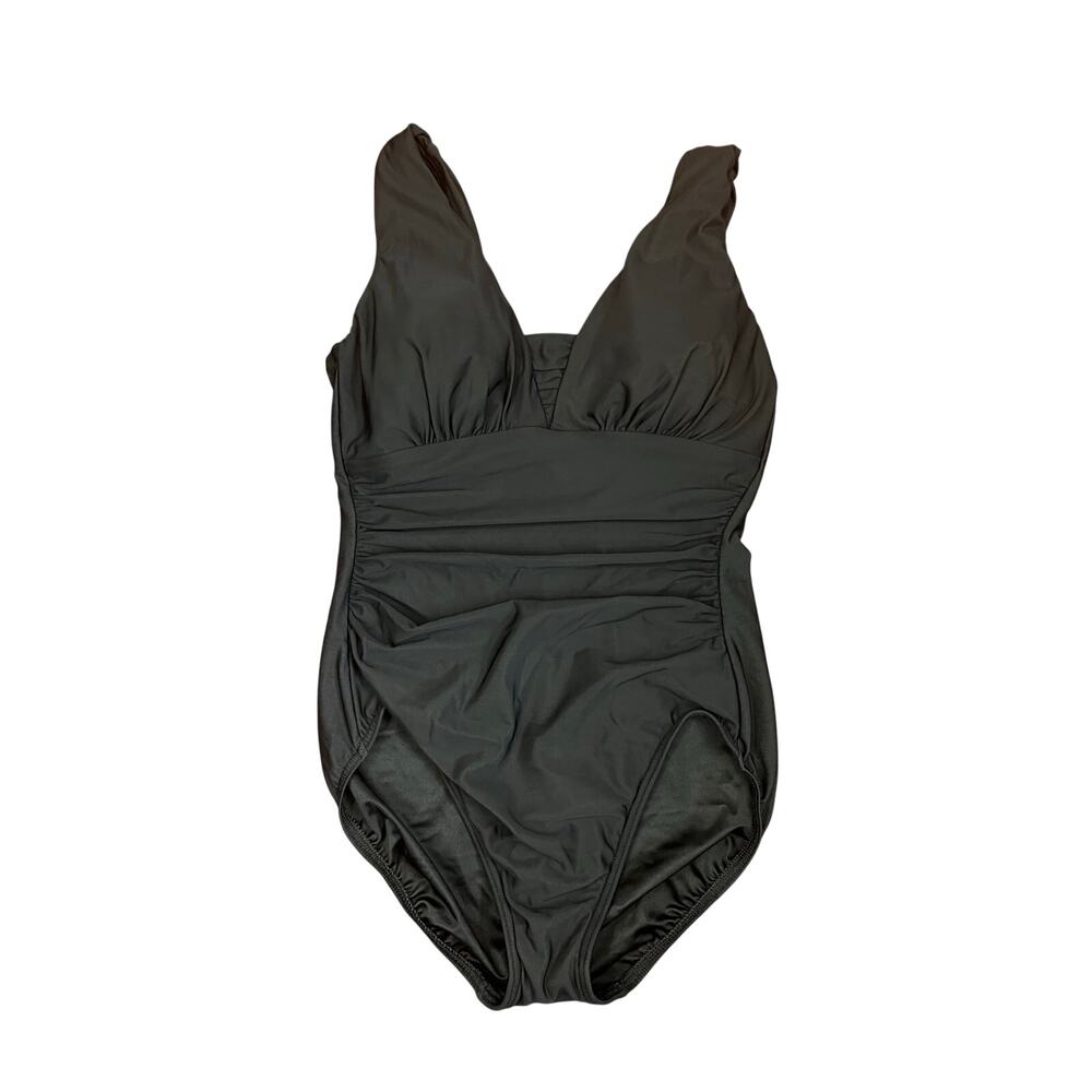 Lands' End Women's SlenderSuit Grecian Low Leg One Piece Swimsuit